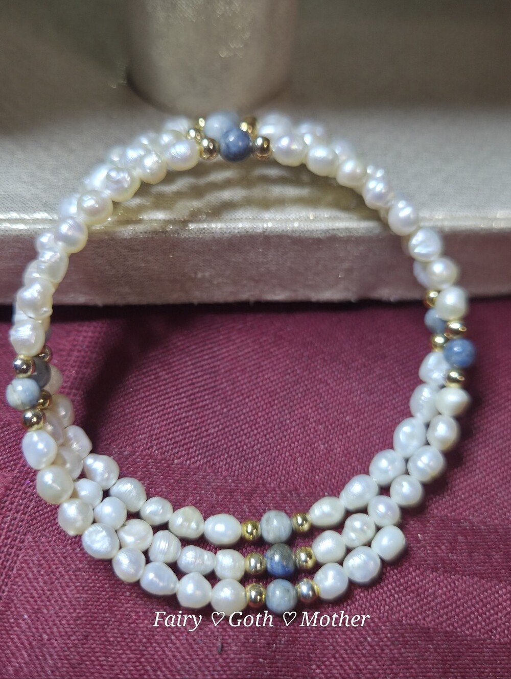 Vintage Freshwater Pearl w/ 14k & Natural Aquamarine Accent Beads Bracelet